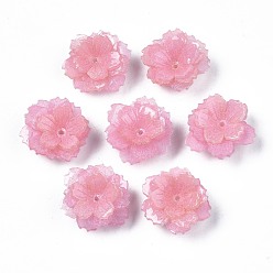 Pink Des perles en plastique, fleur, rose, 19x20x8mm, Trou: 0.8mm