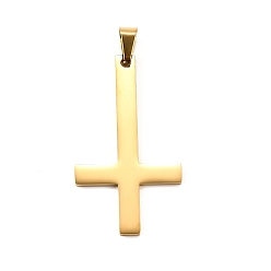 Золотой Перевернутый христианский крест 304 Большой подвесной крест Святого Петра из нержавеющей стали, с 201 держателями для ледоруба из нержавеющей стали, ионное покрытие (ip), золотые, 50x28x2 мм, отверстие : 9x5 мм