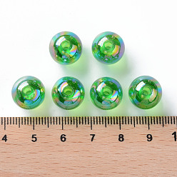 Lawn Green Transparent Acrylic Beads, AB Color Plated, Round, Lawn Green, 12x11mm, Hole: 2.5mm, about 566pcs/500g