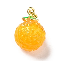 Золотистый Подвески лэмпворк ручной работы, с латунной фурнитурой , без кадмия и без свинца, матовый золотой цвет, оранжевые, золотые, 18~18.5x12.5~13 мм, отверстие : 4 мм