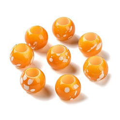 Темно-Оранжевый Европейские бусины из АБС-пластика, окрашенные распылением, бусины с большим отверстием, круглые, темно-оранжевый, 12x10 мм, отверстие : 6 мм, Около 720 шт / 500 г