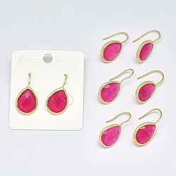 Нефрит Естественный нефрит мотаться, с фурнитурой латунной золотого тона, слеза, 25.5~32x13.5x5 мм, штифты : 0.8 мм