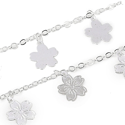 Серебро Латунные цветочные цепочки ручной работы, для ожерелья браслеты решений, долговечный, без никеля , пайки, с катушкой, серебряные, 2x2x0.5 мм, около 16.40 футов (5 м) / рулон