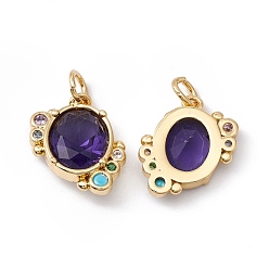 Настоящее золото 18K Стойка металлическая латунная микропрофилированная кубическая циркония подвески, с целью перехода в кольце, без кадмия, без никеля и без свинца, овальные, реальный 18 k позолоченный, 16x14x4.5 мм, Перейти кольцо: 5x0.8 мм, внутренний диаметр: 3.4 мм