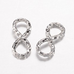 Platinum Brass Links connectors, Infinity, Platinum, 15x7x3mm, Hole: 4x5mm