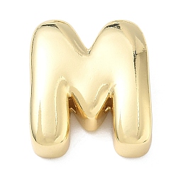 Letter M Латунные бусины с инициалами, реальный 18 k позолоченный, долговечный, стойки покрытие, без свинца и без кадмия, Буква М, 21.5x18.5x7.5 мм, отверстие : 8.5x4.5 мм