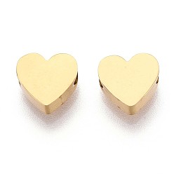 Настоящее золото 18K 201 из нержавеющей стали бусы, сердце, ионное покрытие (ip), реальный 18 k позолоченный, 7x7.5x3 мм, отверстие : 1.8 мм