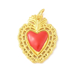 Настоящее золото 18K Подвески из эмали и сплава, с целью перехода в кольце, долговечный, без кадмия и без свинца, стойки покрытие, очарование священного сердца, реальный 18 k позолоченный, 29x23x4 мм, отверстие : 4.7 мм