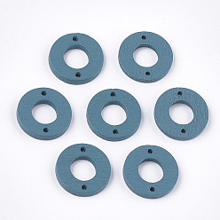 Стально-синий Окрашенные тополя дерева ссылки, пончик, стальной синий, 18x2.5 мм, отверстие : 1.6 мм