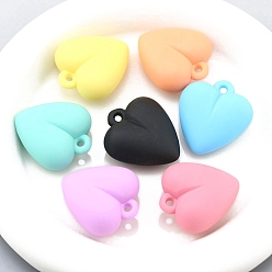 (52) Непрозрачная лаванда Пластиковые подвески, сердце, разноцветные, 35x32 мм