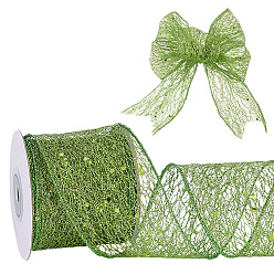 Зеленый лайм 1 рулон полиэстеровых лент с пайетками, для пошива аксессуаров, зеленый лайм, 2-1/2 дюйм (63 мм), около 10.00 ярдов (9.14 м) / комплект