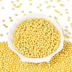 Желтый Стеклянные бусины с перламутровым эффектом для выпечки, круглое отверстие, двухконусные, желтые, 3.5~4x4~4.5 мм, отверстие : 1~1.2 мм, Около 5625 шт / 450 г