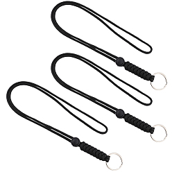 Черный Брелки из полиэстера, с железными разрезными кольцами, чёрные, 460x30x12.5 мм