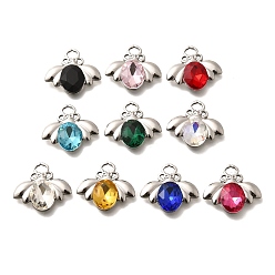 (52) Непрозрачная лаванда 304 подвески из нержавеющей стали, со стразами, цвет нержавеющей стали, Пчелы, разноцветные, 17x19x4.5 мм, отверстие : 3.5x2 мм