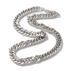 Платина Железные кубинские звенья, ожерелья-цепочки для женщин и мужчин, платина, 17.72 дюйм (45 см), ссылка: 13.5x10.5x2 mm
