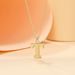 Letter T Ожерелья с подвесками в виде инициалов из сплава, золотые, Письмо T, 18.31 дюйм (46.5 см)