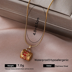 Arts de la table Collier vintage pour femme avec pendentif tasse à café en acier inoxydable émaillé rouge et chaîne serpent ronde, or, arts de la table, 304 pouce (15.75 cm)