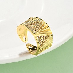 Настоящее золото 18K Латунные микропаве кубические цирконии регулируемые открытые манжеты кольца, без кадмия, без никеля и без свинца, реальный 18 k позолоченный, 13 мм, внутренний диаметр: регулируемый