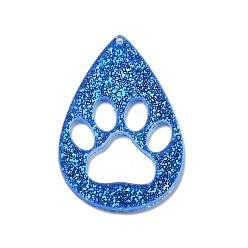 Синий Акриловые подвески, отпечаток лапы, синие, 50.5x33.5x2 мм, отверстие : 1.6 мм