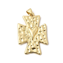 Настоящее золото 18K Латунные подвески, крест прелести, долговечный, стойки покрытие, без свинца и без кадмия, реальный 18 k позолоченный, 31x21x2.5 мм, отверстие : 4x3.5 мм