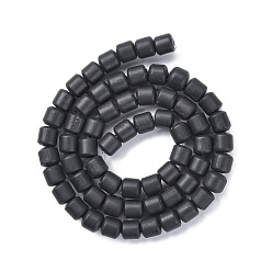 Black Handmade Polymer Clay Bead Strands, Column, Black, 6.5x6mm, Hole: 1.2mm, about 61pcs/strand, 15.75 inch(40cm)