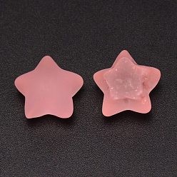 Pink Frosted Resin Cabochons, Star, Pink, 18x19x12mm