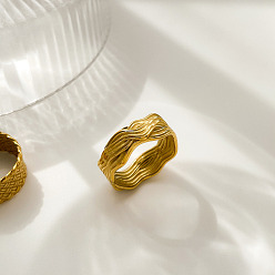 Золотой 304 палец кольца из нержавеющей стали, золотые, размер США 6 (16.5 мм)