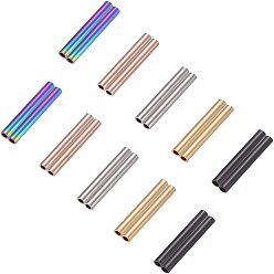 Mixed Color 304 Stainless Steel Tube Beads, Mixed Color, 25x3mm, Hole: 2mm, 5 Colors, 6pcs/color, 30pcs/box
