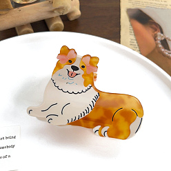 Седло Коричневый Заколки для волос в форме когтей из ацетата целлюлозы, аксессуары для волос для женщин и девочек, собака, седло коричневый, 92x62 мм