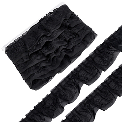 Noir 12.5mètres de ruban en mousseline, avec le bord de la dentelle, noir, 2-3/8 pouces (60 mm)