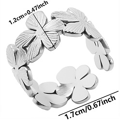 Нержавеющая Сталь Цвет 304 кольцо из нержавеющей стали с цветочным узором, унисекс простое регулируемое отверстие, цвет нержавеющей стали, внутренний диаметр: 17 мм