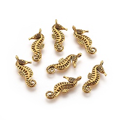 Античное Золото Подвески из сплава в тибетском стиле, без свинца и без кадмия, Морской конек, античное золото , 22x9x3 мм, отверстие : 1.5 мм