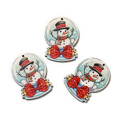 Другие Большие подвески из дерева с односторонним принтом, рождественские хрустальные шары, 54.5x41x2.6 мм, отверстие : 2 мм