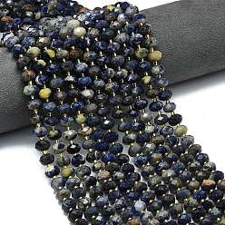 Содалитовое Природный содалит бисер нитей, граненые, рондель, с бисером, 8.5~10x5.5~6.5 мм, отверстие : 1 мм, около 43~45 шт / нитка, 15.35'' (39 см)