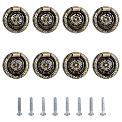 Antique Bronze Flower Zinc Alloy Drawer Handle, with Screw, Cabinet Knobs, Drawer Pulls Handle, Antique Bronze, 36x9mm