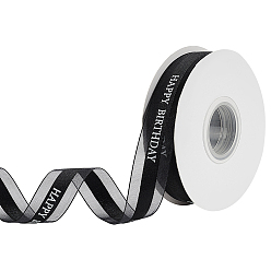 Черный Полиэстеровые ленты с днем рождения, для украшения дома на вечеринку, чёрные, 7/8 дюйм (23 мм), около 45.00 ярдов (41.15 м) / рулон