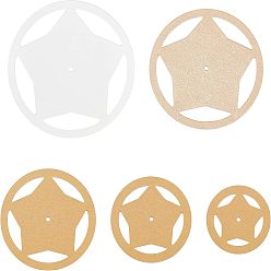 Clear Acrylic Gauge Measuring Ruler Tool, Flat Round with Pentagon, Clear, 5.1~10.2x0.3cm, 5pcs/set