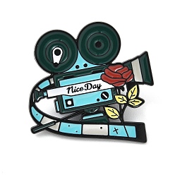 Небесно-голубой Эмалевые значки для кинокамер, булавки для лацканов из сплава для одежды рюкзака, голубой, 29.5x32 мм