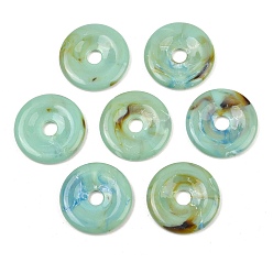 Средний Аквамарин Непрозрачные акриловые подвески, имитирующие нефрит, Дисковые подвески, средний аквамарин, 37.5x11 мм, отверстие : 7.5 мм, Около 83 шт / 500 г