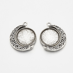 Античное Серебро Сеттинги для кулона(кабошонов), сплав, без кадмия и без свинца, вращающийся лоток, плоско-круглые, античное серебро, лоток : 25 мм, 39x33.5x3.5 мм, отверстие : 2 мм
