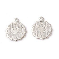 Рак Латунь прелести, стойки покрытие, плоские круглые с двенадцати созвездий, рак, 14x11.5x1 мм, отверстие : 1.2 мм