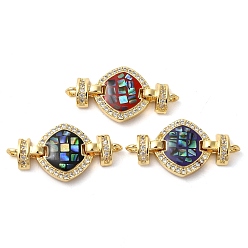 (52) Непрозрачная лаванда Покрытие стойки латунь микро-паве прозрачный кубический цирконий ромбовидные звенья соединительные подвески, с эмалью и ракушкой, реальный 18 k позолоченный, долговечный, без свинца и без кадмия, разноцветные, 14x26x4 мм, отверстие : 1.4 мм