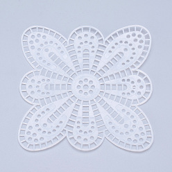 Белый Пластиковые листы холста сетки, для вышивания, изготовление акриловой пряжи, трикотажные и вязаные проекты, цветок, белые, 11.2x11.2x1.5 мм, отверстие : 4x4 мм