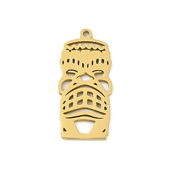 Золотой 304 подвески из нержавеющей стали, тики маска очарование, лазерная резка, золотые, 27.5x12.5x1.5 мм, отверстие : 1.5 мм