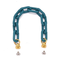 Teal Rubberized Style Acrylic Cable Chain Phone Case Chain, with Brass Screw nut and Iron Screws, for DIY Phone Case Decoration, Teal, 16.5cm