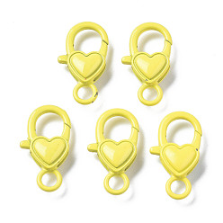 Желтый Застежки-клешни из экологически чистого сплава, окрашенные распылением, без кадмия, без никеля и без свинца, сердце, желтые, 27x15x6.5 мм, отверстие : 4 мм
