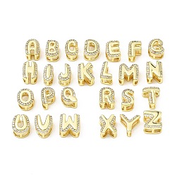 Letter A~Z Латунные микропаве прозрачные кубические циркониевые подвески, письмо амулеты, стойки покрытие, долговечный, без свинца и без кадмия, реальный 18 k позолоченный, Письмо ~ Z, 10~10.5x5~10x5.5~6 мм, отверстие : 2.5~8.5x2.5~3 мм