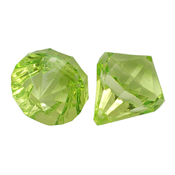 Желто-Зеленый Прозрачные акриловые подвески, граненых алмазов, желто-зеленый, шириной около 28 мм, 31 мм длиной, Отверстие : 3 мм , около 52 шт / 500 г