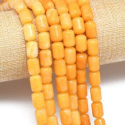 Оранжевый Натуральный Malaysia нефритовые бусы пряди, окрашенная и подогревом, колонка, оранжевые, 11.5~12x7.5~8.5 мм, отверстие : 1~1.2 мм, около 31~32 шт / нитка, 15.16'' (38.5 см)