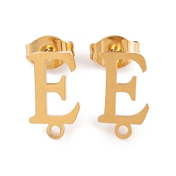 Letter E Ионное покрытие (ip) 304 серьги-гвоздики из нержавеющей стали, для женщин, Письмо E, 11.5x6.5 мм, отверстие : 1 мм, штифты : 0.7 мм